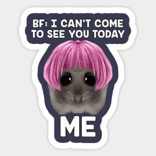 Cute And Funny Sad Hamster Meme Trend Sticker